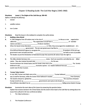 Guided Reading Activity the Cold War Begins Lesson 3 Answer Key  Form