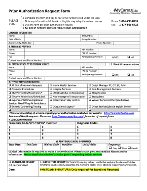 Buckeye Prior Auth Form PDF