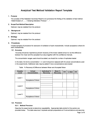 Test Method Validation Template  Form