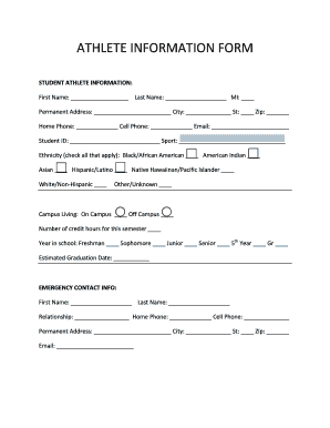 ATHLETE INFORMATION FORM Fordham Rams