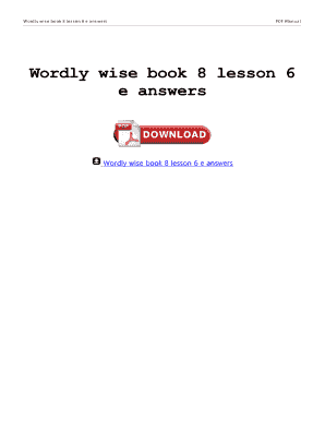 Wordly Wise Book 8 Lesson 6 Answer Key  Form