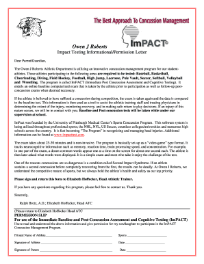 Owen J Roberts Impact Testing InformationalPermission Letter