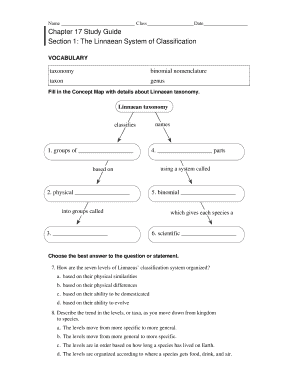 Taxonomy Concept Map Answer Key  Form