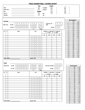 YMCA BASKETBALL SCORE SHEET Ymcaspokane  Form