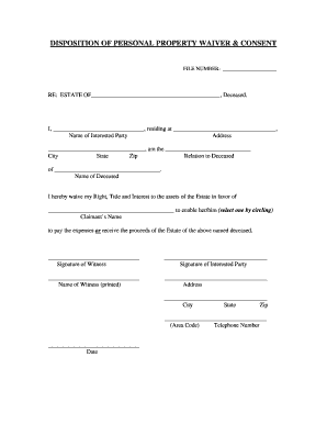 County Disposition Personal Property  Form