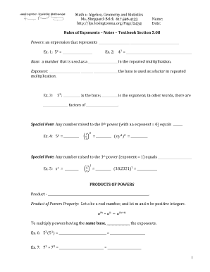 Laws of Exponents Guided Notes  Form