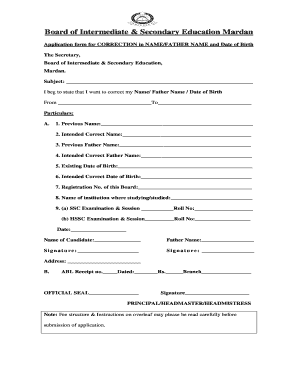 Bise Mardan Name Correction Form