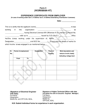 Experience Certificate Format