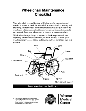 Wheelchair Checklist Template  Form
