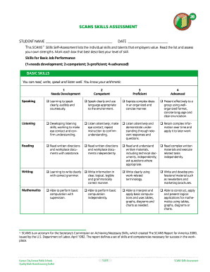 SCANS Skills Assessment New Ways to Work  Form