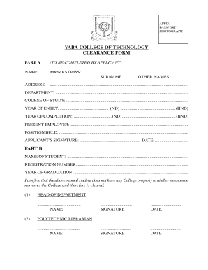 Yabatech Statement of Result  Form