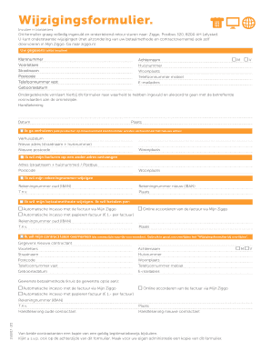 Ziggo Wijzigingsformulier