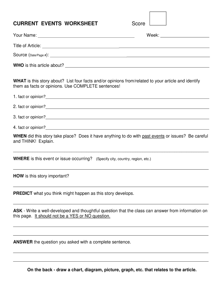 Current Events Worksheet  Form