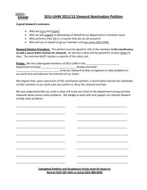 SEIU UHW 201112 Steward Nomination Petition  Form