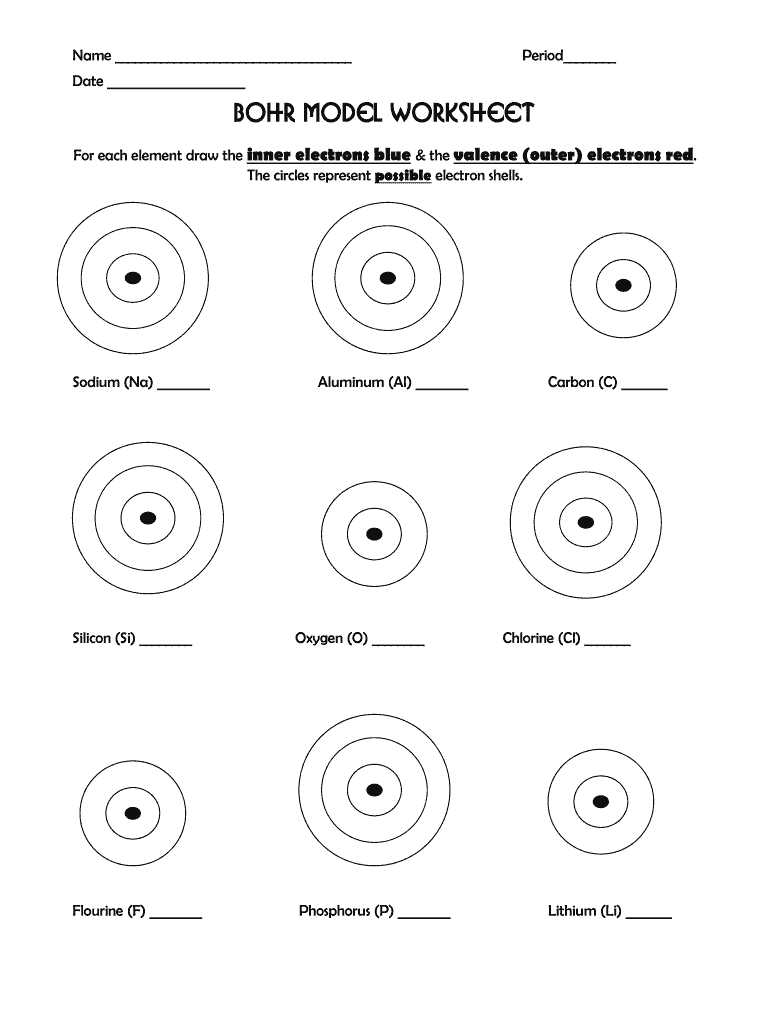 Bohr Model Practice Problems Answer Key  Form