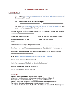 Biogeochemical Cycles Webquest Answer Key  Form