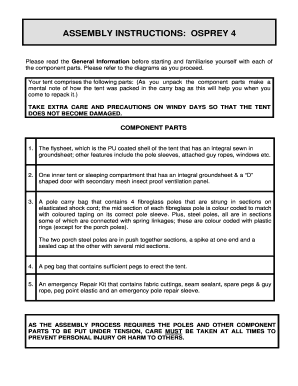 ASSEMBLY INSTRUCTIONS OSPREY 4 Wynnster  Form