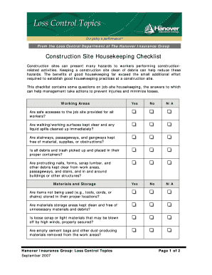 Housekeeping Plan for Construction Site PDF  Form