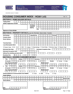 Housing Consumer Index  Form