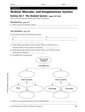 Chapter 36 Skeletal Muscular and Integumentary Systems Answer Key PDF  Form