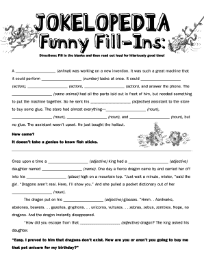 Funny Fill in the Blanks for Adults  Form