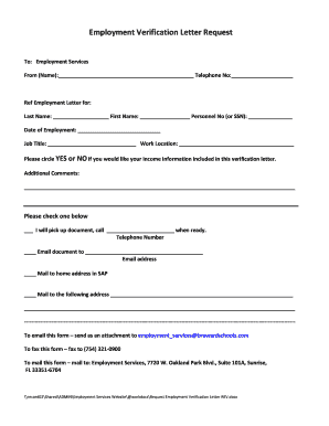 Employment Verification Letter Request Browardschoolscom Broward K12 Fl  Form