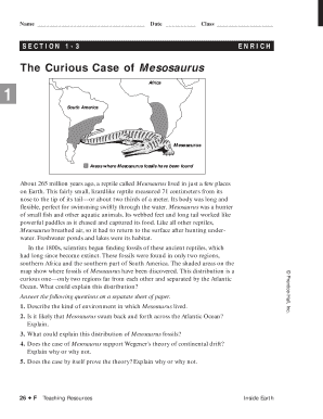 The Curious Case of Mesosaurus Answer Key  Form