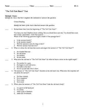 The Tell Tale Heart Test Questions and Answers PDF  Form