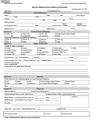 Service Referral and Follow Up Summary San Joaquin County  Form