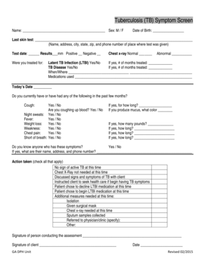 Tuberculosis Symptoms Screening Form