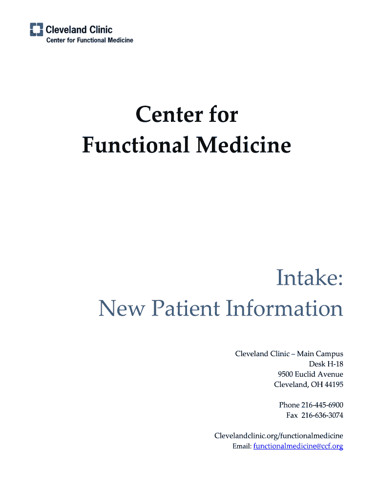 Functional Medicine Cleveland Clinic  Form