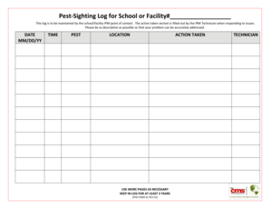 Pest Control Log Sheet  Form