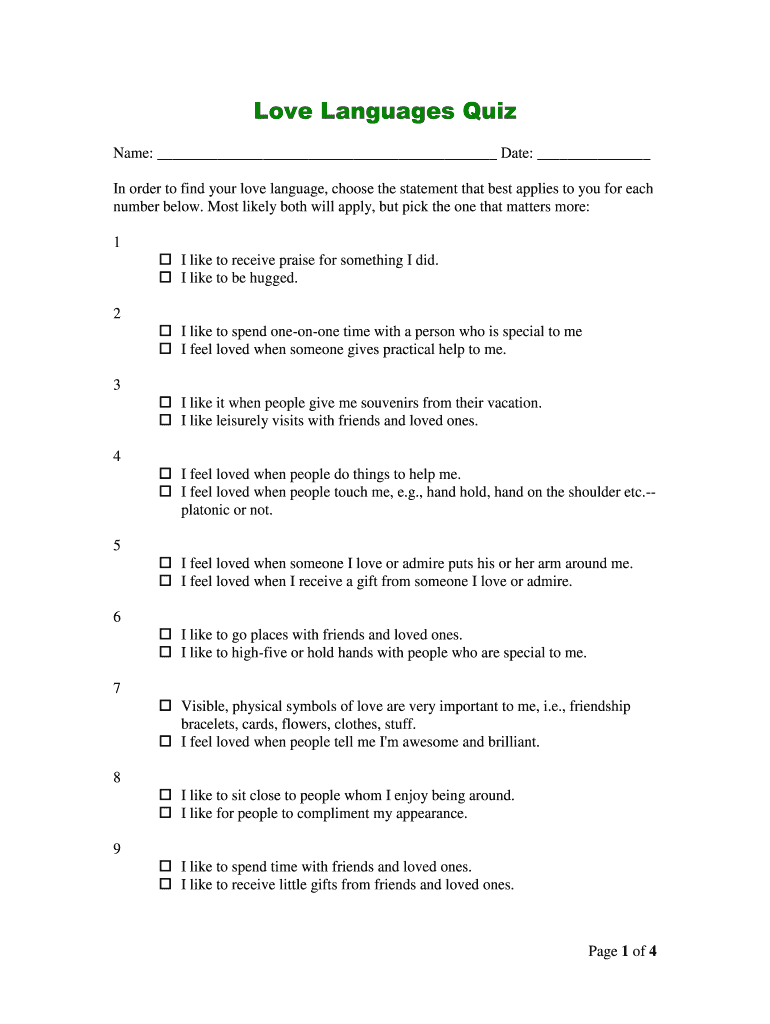 Love Language Test  Form