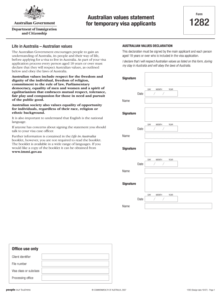 Form 1282 Australia