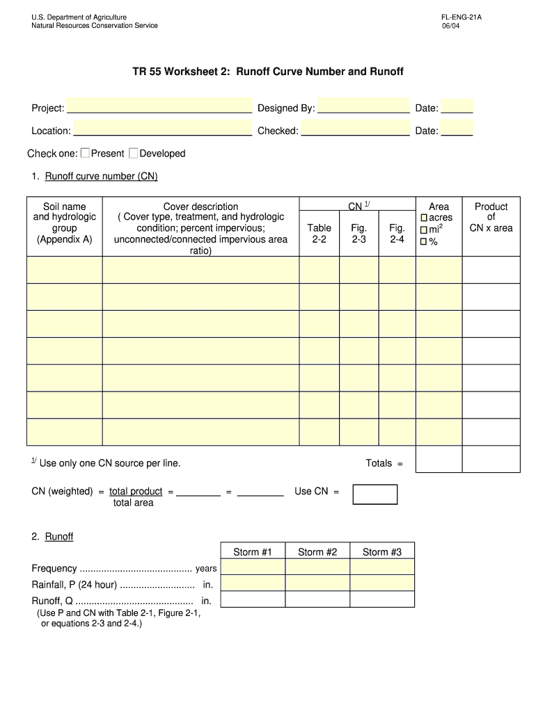 Tr 55 Worksheet 2  Form