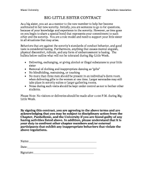 Sister Contract  Form