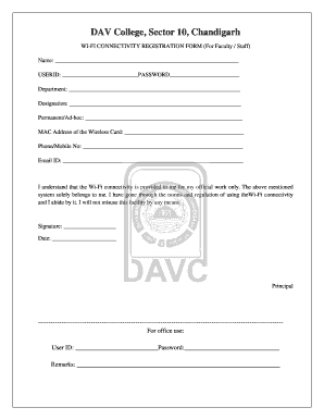 Dav College Chandigarh  Form