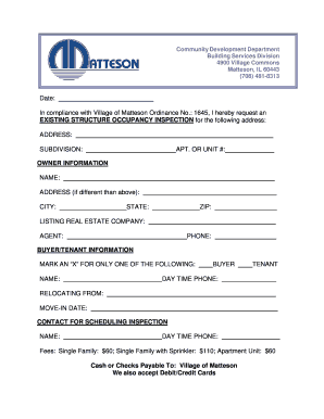 Village of Matteson Building Department  Form