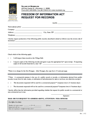 Mundelein Police Department  Form