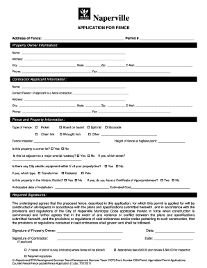 Naperville Fence Permit  Form