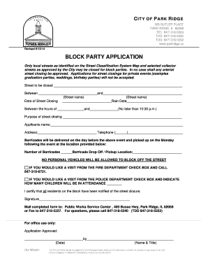 Park Ridge Block Party Permit  Form