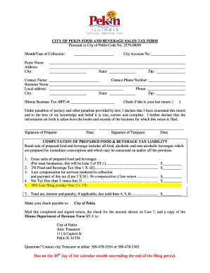 City of Pekin Il Sales Tax Form