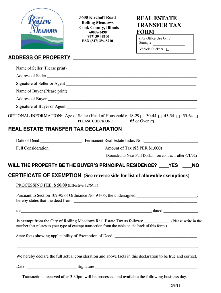  City of Berwyn Real Estate Transfer Transfer Tax PDF Form 2011-2024