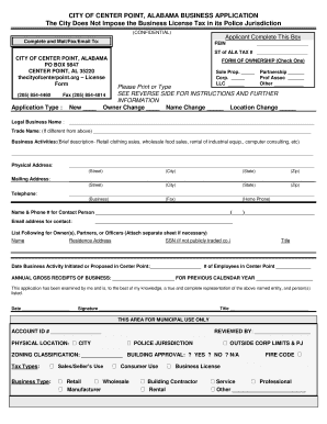 Business License Application City of Center Point Thecityofcenterpoint  Form