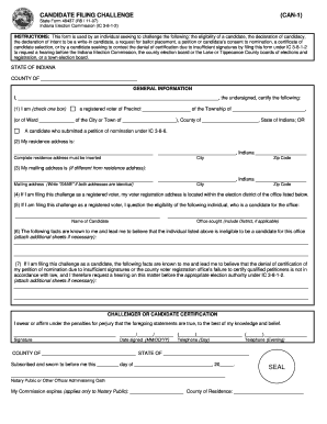 CANDIDATE FILING CHALLENGE CAN 1  Form