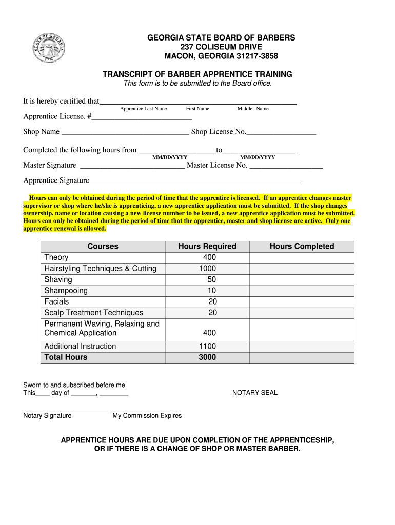 Cosmetology Transcript Sample  Form