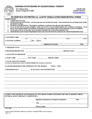 Georgia Physical Agent Modalities Board Application PDF Form