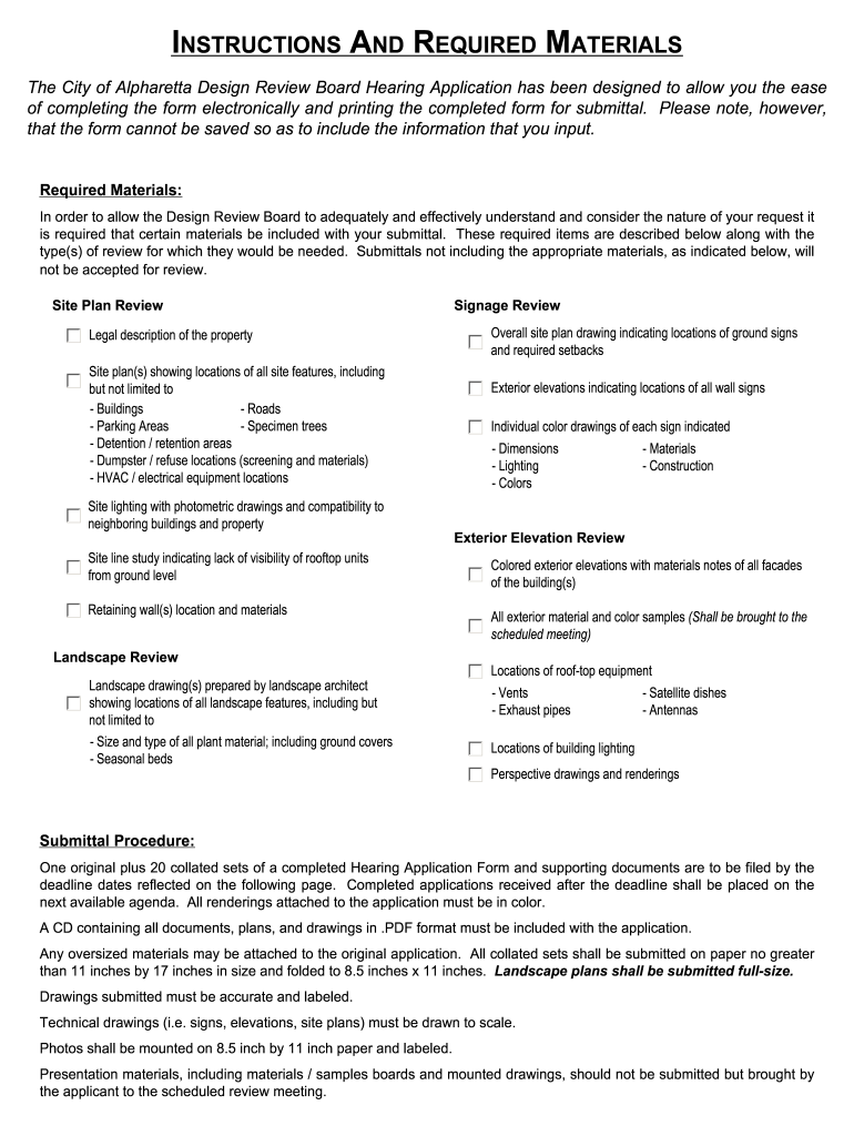  Design Review Board Hearing Application and    City of Alpharetta  Alpharetta Ga 2014-2024