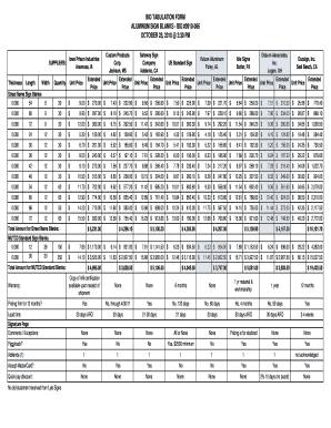 Bid Tabulation Template Excel  Form