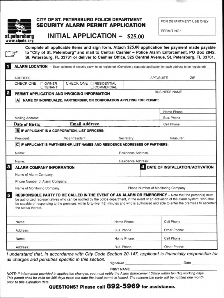 St Petersburg Security Permit  Form